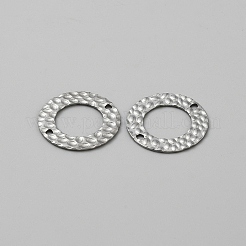 ステンレススチールのテクスチャリングコネクタチャーム  ステンレス鋼色  25x1.5mm  穴：2mm  内径：14.5mm&nbsp;AJEW-WH0650-09B