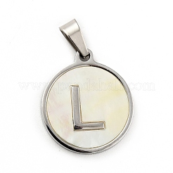 Acier inoxydable 304 avec pendentifs en coquillage blanc&nbsp;STAS-G268-01L-P