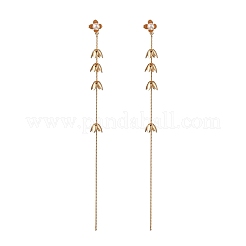 Серьги-гвоздики с кисточками из искусственного жемчуга из латуни и пластика EJEW-Z107-01G