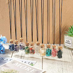 Ожерелья с подвесками из натуральных и синтетических драгоценных камней и стеклянных бутылок&nbsp;NJEW-TAC0016