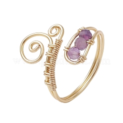 3 шт. кольца с натуральным аметистом&nbsp;RJEW-JR00838