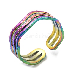 Ионное покрытие (ip) 304 нержавеющая сталь тройная линия открытое кольцо-манжета для женщин&nbsp;RJEW-M149-02RC