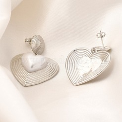 Серьги-гвоздики в форме сердца из латуни с покрытием стойки EJEW-H143-16P