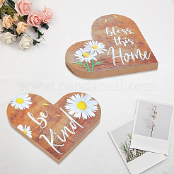 Деревянные украшения в форме сердца с благословенным знаком&nbsp;AJEW-WH20019-83B