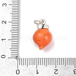 Тонкие серебряные темно-оранжевые эмалевые подвески с фруктами&nbsp;STER-F060-01AS-01