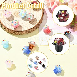 16 шт. 8-х цветные эмалевые бусины ручной работы в технике лэмпворк с выпуклыми краями&nbsp;LAMP-CJ0002-72