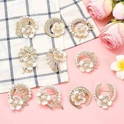 10 pieza de 10 estilos de alfileres de solapa de aleación de flores con rhinestone&nbsp;JEWB-CJ0003-06