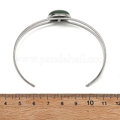 Pulseras tipo brazalete de acero inoxidable 304 resistente al deslustre y piedras preciosas naturales para mujer.&nbsp;BJEW-JB14123-01
