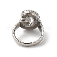 Открытое кольцо-манжета из латуни с надписью микро паве для женщин с прозрачным кубическим цирконием RJEW-N046-03G-P