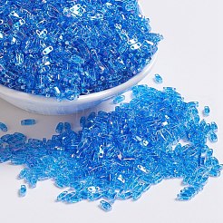 MIYUKIクォーターティラビーズ  日本製シードビーズ  2穴  （qtl261)透明サファイアab  5x1.2x1.9mm  穴：0.8mm  約480PCS /ボトル  10 G /ボトル&nbsp;SEED-JP0008-QTL261