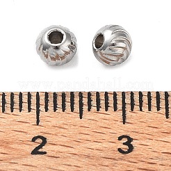 変色しにくい303ステンレススチールビーズ  ムーン模様でラウンド  ステンレス鋼色  5x4mm  穴：1.6mm&nbsp;STAS-Q302-01E-P