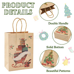 8 Stück 8 Stile Weihnachtsmotiv bedruckte Kraftpapiertüten mit Griffen&nbsp;ABAG-TA0001-59