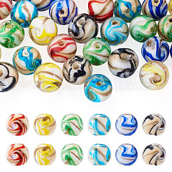 36pcs 6 Farben handgemachte Goldsand-Bunte Malereiperlen&nbsp;LAMP-TA0002-61