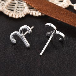 Pendientes de botón de plata de ley 925&nbsp;EJEW-K303-01S-01