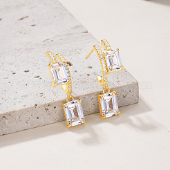 Серьги-подвески из стерлингового серебра с двойным квадратным кристаллом UK9666