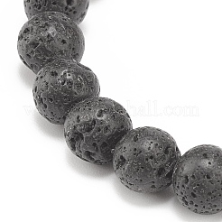 Bracelet extensible en pierre de lave naturelle et hématite synthétique avec perle mauvais œil au chalumeau&nbsp;BJEW-JB08308