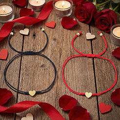 2 bracciale con perline intrecciate in acciaio inossidabile 304 a forma di cuore&nbsp;LR5598-3