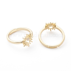 Регулируемые латунные кольца с прозрачным кубическим цирконием RJEW-Z006-H-01G