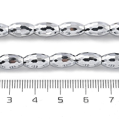 電気メッキ透明ガラスビーズ連売り  オーバル  フルメッキ  多面カット  ホワイトスモーク  10x6mm  穴：1.2mm  約39個/連  15.94''（40.5センチメートル）&nbsp;EGLA-M032-02A-FP02
