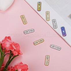 12個3色イオンプレーティング(IP)304ステンレススチールコネクタチャーム  中空ムーンフェイズ付きレクタングルリンク  ニッケルフリー  ミックスカラー  20.5x7x1.5mm  穴：1.6mm  4個/カラー&nbsp;STAS-SZ0002-96