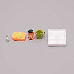 Harz Puppenhaus Miniatur Kartoffelpüree Brot Marmelade Teller Tasse Löffel Set&nbsp;DJEW-WH0034-19