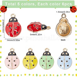 30 шт. 5-цветная эмалевая подвеска со стразами&nbsp;ENAM-SC0004-91