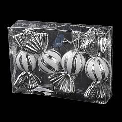 クリスマス電気メッキプラスチックキャンディペンダント装飾  ナイロンロープクリスマスツリー吊り下げ飾り  銀  181mm&nbsp;KY-D020-01B