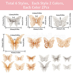24шт. 12 комплекта латунных филигранных подвесок и звеньев KK-SC0003-47