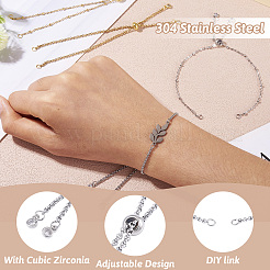 2 комплект 2 цветов 304 нержавеющая сталь браслет-спутник слайдер изготовление&nbsp;MAK-TA0001-22