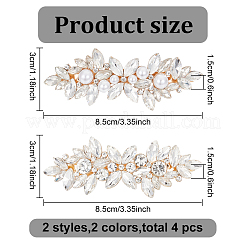 4 шт. 4 стильных заколки для волос с кристаллами и стразами в виде цветка OHAR-GO0001-08