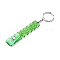 フェロアロイ  プラスチックとアクリルのキーホルダー  グリッターパウダー付き  非接触型カードエクストラクタ  女の子用カードプラー付きロングネイルカードエクストラクターキーホルダー用  長方形  グリーン  15.5cm&nbsp;KEYC-C048-02A