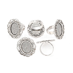Старинные регулируемые железные компоненты цветок палец кольцо сеттинги ободок сплав кабошон X-PALLOY-O036-19AS