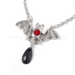 Пластиковая летучая мышь с каплевидным ожерельем и серьгами с подвесками SJEW-G081-01AS