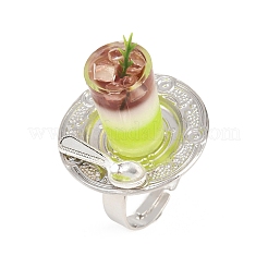 Anillos de dedo ajustables de resina y plástico para té de la tarde para mujer&nbsp;RJEW-K317-01H