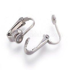 変色しにくい304ステンレススチールのクリップオンイヤリング部品  ステンレス鋼色  16x10x7.5mm&nbsp;LS-STAS-F188-31P
