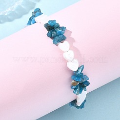 Bracelets en perles d'apatite naturelle et de coquillages d'eau douce pour femmes&nbsp;BJEW-JB13953