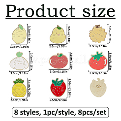 8 stücke 8 arten obst/gemüse legierung emaille anstecknadel rücken für rucksack kleidung&nbsp;JEWB-FH0002-87