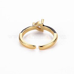 Anelli per polsini in ottone smaltato&nbsp;RJEW-T016-31B-NF