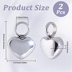 2 ciondolo per urna portacenere a forma di cuore in acciaio inossidabile&nbsp;STAS-CN0001-72