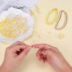 ガラス＆シードビーズ 2袋  グリッターパウダー付き  イミテーションパール＆透明＆内側カラー  月と星とラウンド  コーンフラワーブルー  2~16x2~11.5mm  穴：0.8~1.2mm&nbsp;GLAA-SZC0001-94F