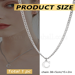 1 collar con colgante de letra de acero inoxidable 304&nbsp;NJEW-LP0001-33C-P