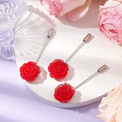Anstecknadeln aus Messing mit Glitzerblume aus Harz&nbsp;JEWB-BR00170-01