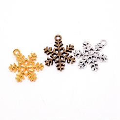 合金ペンダント  カドミウムフリー＆鉛フリー  クリスマス  スノーフレーク  ゴールドカラー  22.5x17x2mm  穴：1.6mm&nbsp;PALLOY-WH0076-02G