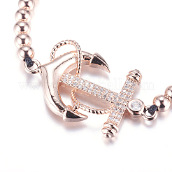 Регулируемые латунные плетеные браслеты из бисера BJEW-F282-22RG-RS