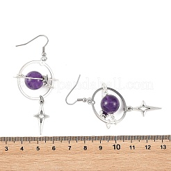 Ohrhänger mit Anhänger aus natürlichem Amethyst und Legierung&nbsp;EJEW-TA00818-04