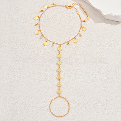 Простые латунные летние пляжные женские браслеты на ногу с монетой в виде кольца для женщин FG6799