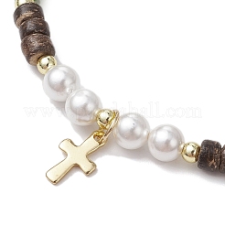 3шт 3 цвета браслеты с подвесками в виде креста из нержавеющей стали 304 BJEW-JB11561