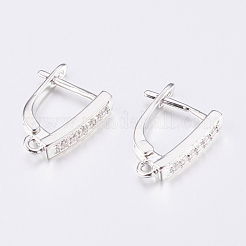 Серьги-кольца из латуни с микропаве из кубического циркония с застежкой сзади ZIRC-K075-34P