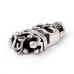 チベット風 304 ステンレススチールペンダント  王冠と頭蓋骨  アンティークシルバー  38.5x22x10mm  穴：8x4mm&nbsp;STAS-P305-59AS