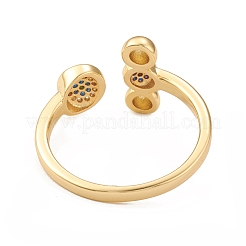 Синий кубический цирконий плоский круглый с перемычкой открытое кольцо-манжета RJEW-F135-04G